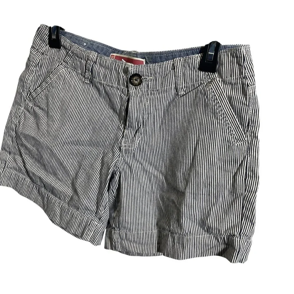 Gap Jeans Womens Striped Shorts Size 2 Blue/White Casual Cotton